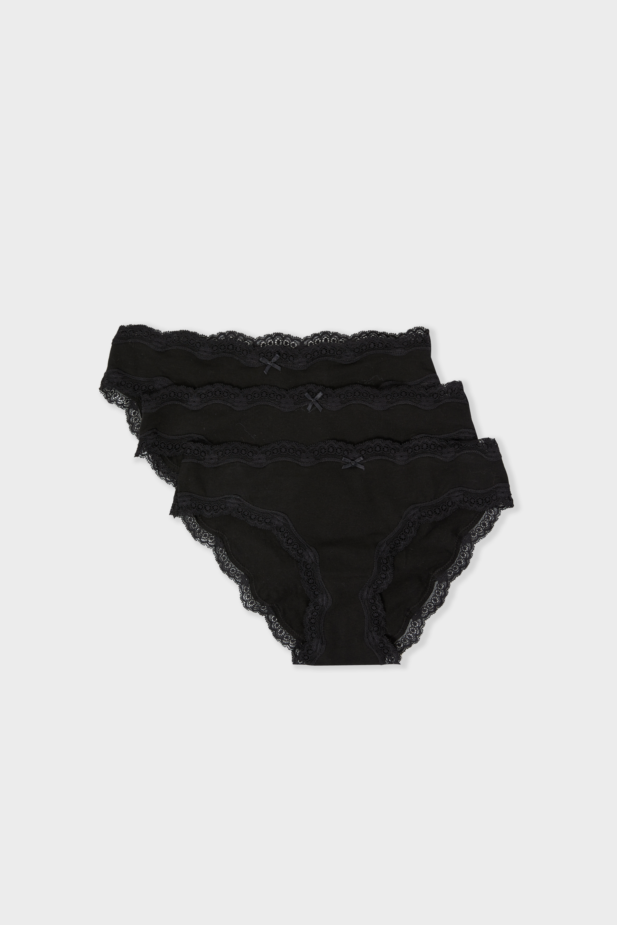 Confezione da 3 Slip in Cotone e Pizzo