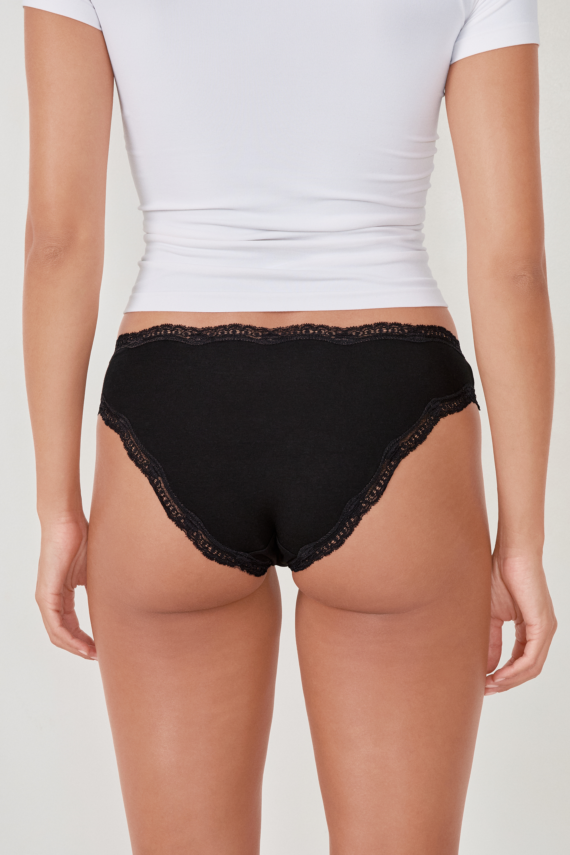 Confezione da 3 Slip in Cotone e Pizzo